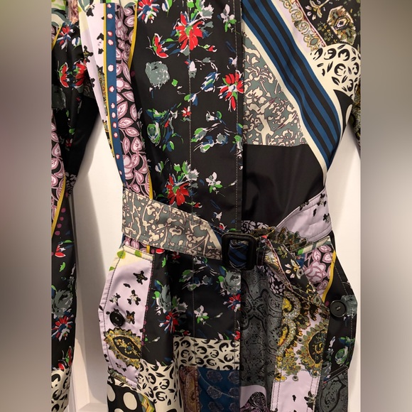 ETRO Milano Colorful Patchwork Belted Trench Coat - Picture 9 of 16
